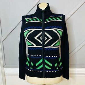Lauren Ralph Lauren Active L-RL Aztec Full Zip Lambswool Sweater Women’s L Petit